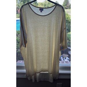 NWT LulaRoe Irma Tunic Shirt‎ Top, Size XL, Pale Light Yellow Ivory, New